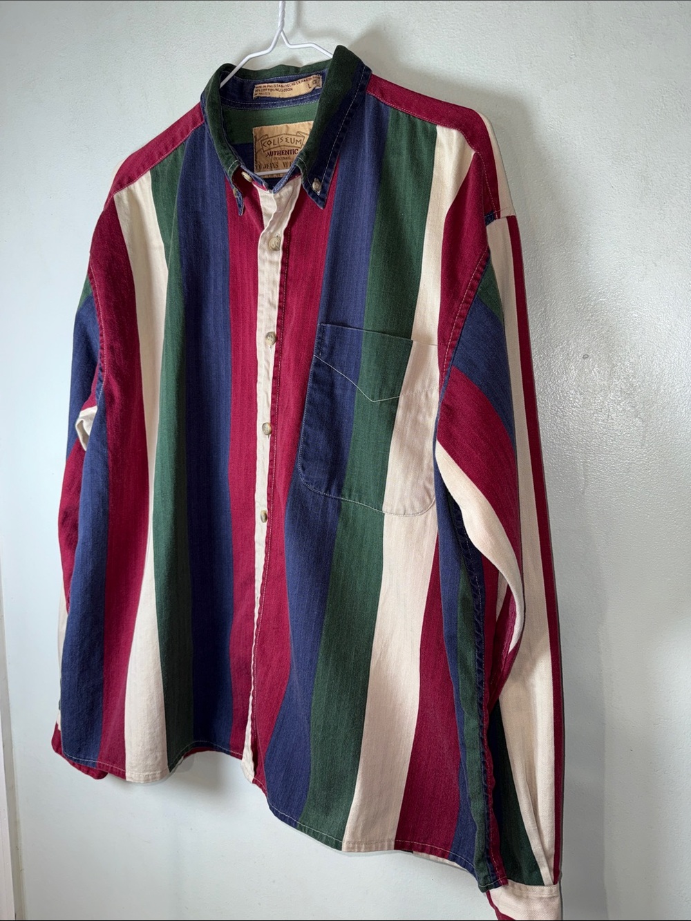 Vintage Coliseum Striped Button-Up Long Sleeve Brushpopper Western 100% Cotton L - Picture 11 of 12